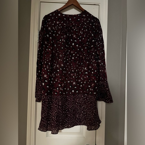 Parker Dress Burgundy Kimberly Flounce Cheetah Print Lined - Picture 7 of 10